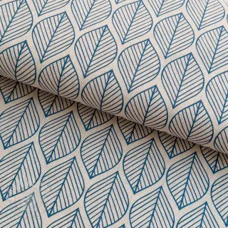 Dekostoff Linenlook Leaf line minimalist denim