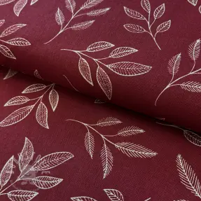 Dekostoff Linenlook Elegant leaf branch wine
