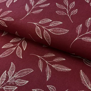 Dekostoff Linenlook Elegant leaf branch wine