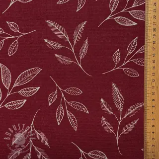 Dekostoff Linenlook Elegant leaf branch wine