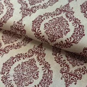 Dekostoff Linenlook Baroque damask charm wine