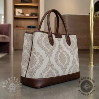 Dekostoff Linenlook Baroque damask charm taupe