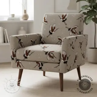 Dekostoff Linenlook Crane blossom sky