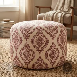 Dekostoff Linenlook Baroque damask charm wine