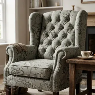 Dekostoff Linenlook Elegant rose bloom army