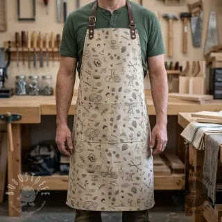 Dekostoff Linenlook Wander woods doodle