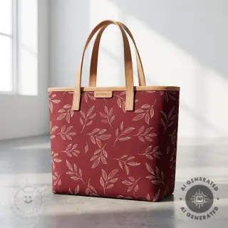 Dekostoff Linenlook Elegant leaf branch wine