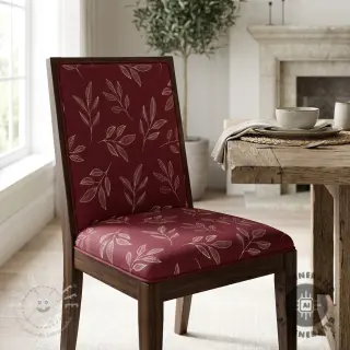 Dekostoff Linenlook Elegant leaf branch wine