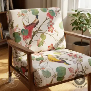 Dekostoff Linenlook Orchid paradise bird digital print