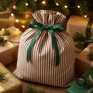 Dekostoff Linenlook Little Xmas stripe