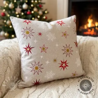 Dekostoff Linenlook Magic star red gold