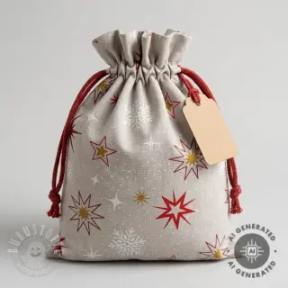 Dekostoff Linenlook Magic star red gold