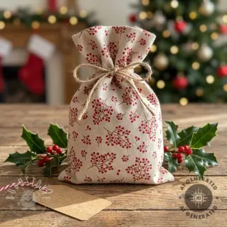 Dekostoff Linenlook Winter berry bloom