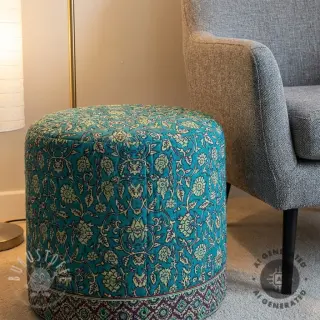 Samt VELVET QUILT Flowers abstract petrol