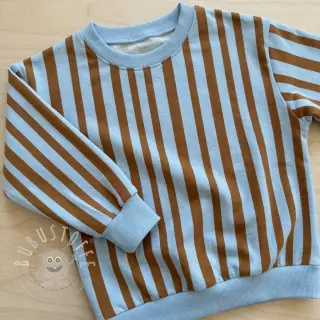 Sweatstoff Stripes by JENNIFER BOURON blue brown ORGANIC
