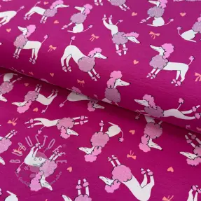 Jersey Glitter poodles fuchsia