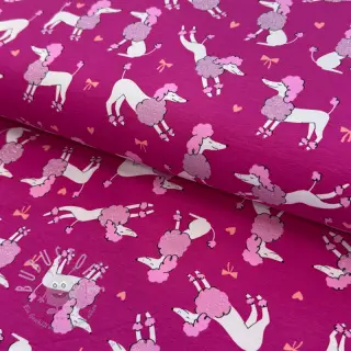 Jersey Glitter poodles fuchsia