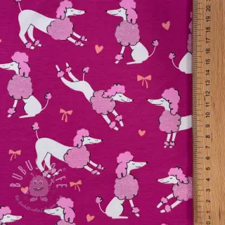 Jersey Glitter poodles fuchsia