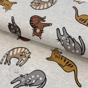 Jersey Lazy cats ecru melange