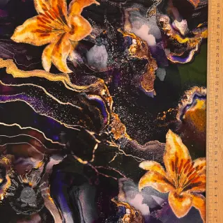 Damenstoffe PUNTA DI ROMA Flowers black digital print