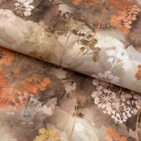 Dekostoff Flowers toffee digital print