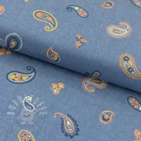 Baumwollstoff JEANS Paisley blue shadow