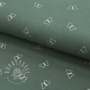 Feincord GLITTER Butterflies sage