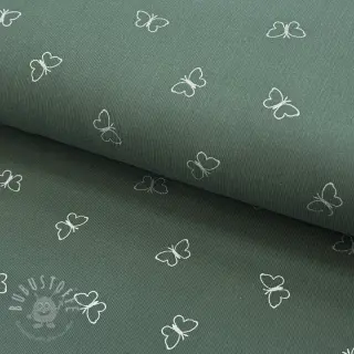 Feincord GLITTER Butterflies sage