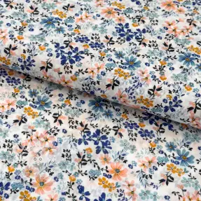 Baumwollstoff VOILE Flowers blue digital print