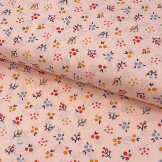 Baumwollstoff Small flowers light salmon ORGANIC