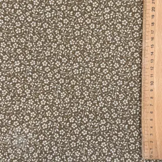 Baumwollstoff Flowers and dots moss green