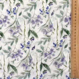 Viskosestoff DOBBY Flowers white digital print