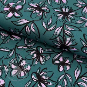 Damenstoffe PUNTA DI ROMA Flowers blue digital print