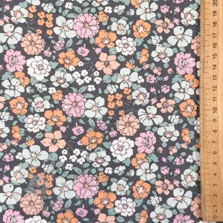 Baumwollstoff Flowers navy ORGANIC