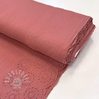 Double gauze/musselin 1-side border blush