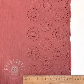 Double gauze/musselin 1-side border blush