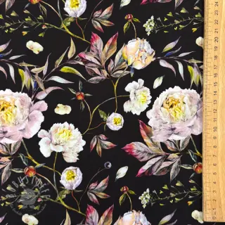 Damenstoffe MAGNOLIA STRETCH Flowers bouquet black