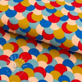 Sweatstoff Colourful dots light blue