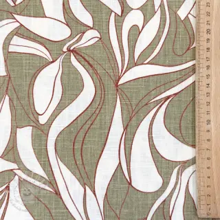 Leinen mit Baumwolle WASHED Abstract olive