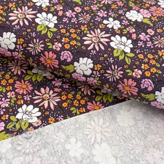 Sweatstoff Tiny flowers dark purple