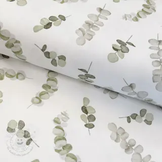 Dekostoff Eucalyptus white green digital print