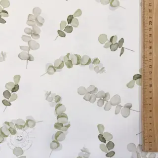 Dekostoff Eucalyptus white green digital print