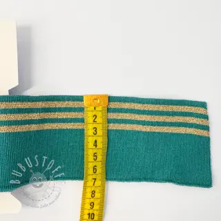 Baumwoll Bündchenstoff CUFF LUREX 7 cm teal/gold