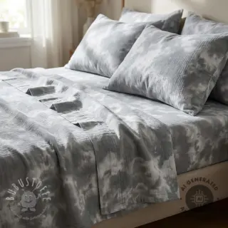 Double gauze/musselin TIE DYE rock grey