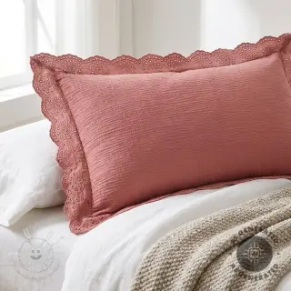 Double gauze/musselin 1-side border blush