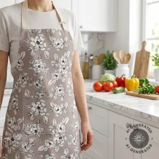 Dekostoff Flowers taupe digital print