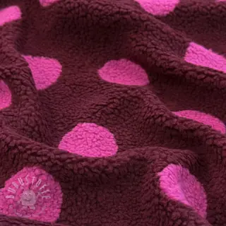 Mantelstoff TEDDY JACQUARD Dots burgundy