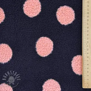 Mantelstoff TEDDY JACQUARD Dots navy