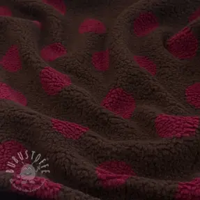 Mantelstoff TEDDY JACQUARD Dots dark brown
