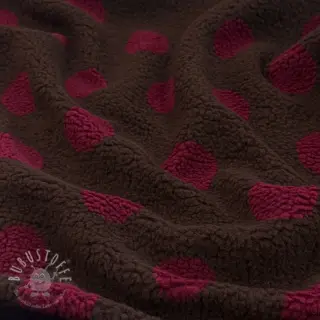 Mantelstoff TEDDY JACQUARD Dots dark brown